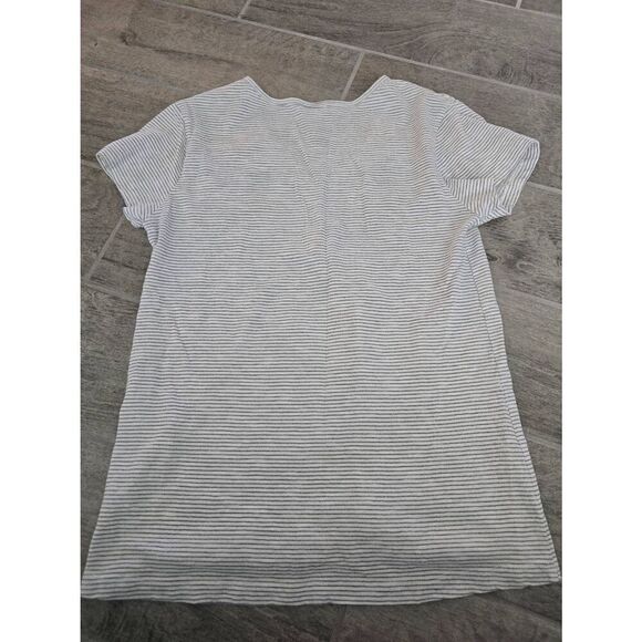 Women's Sundance Gray Stripe Floral Embroidered Short Sleeve T-Shirt Size XS - Picture 7 of 8